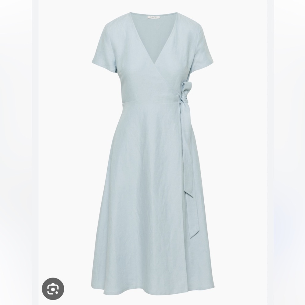 NWT Aritzia Babaton Dern Linen Wrap Midi Dress